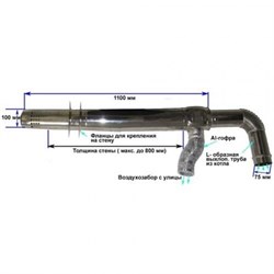 Аксессуар для отопления Rinnai дымоход коаксиальный 75/1000L | STRIGHT SPEA L-type | EMF | RMF M68842 - фото 1181306