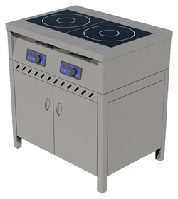 Плита индукционная ЦМИ ПИ-2 (820х600х870 мм) закрытая, распашные двери E71263 - фото 2957146