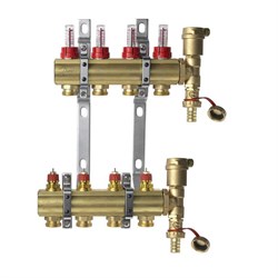 Коллектор Danfoss FHF-F 4 1 х3/4 , 4вых., c клапанами, с расходомерами, латунь, (компл), в сборе 088U0724~ - фото 4496765