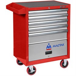 Тележка инструментальная Мастак, 5 ящиков и отсек, красная 180-016162 - фото 4597461