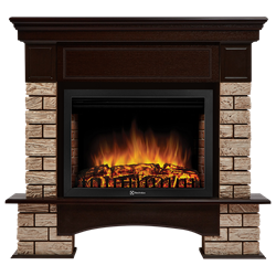 Пристенный электрокамин Electrolux EFP/P-2520LS с порталом Firelight Forte Wood 25 камень коричневый, шпон темный дуб M135402 - фото 4745011