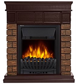 Пристенный электрокамин Electrolux EFP/P-1020LS с порталом Firelight Bricks Wood Classic камень коричневый, шпон темный дуб M231672 - фото 4745504