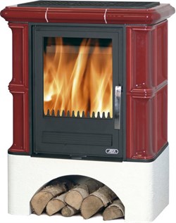 Дровяная печь ABX Bavaria K (6,9кВт в воду) белый цоколь, бордо M214142 - фото 4766632