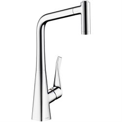 Смеситель для кухни HANSGROHE Metris с выдвижной лейкой 14820000 T0013028 - фото 5407411