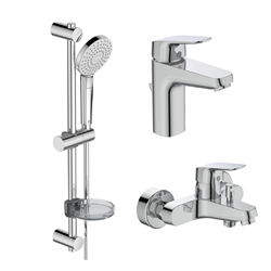 Комплект из смесителей Ideal Standard Set CERAFLEX (B1713AA д/раковины + B1721AA д/ванны + B2620AA душ.гарнитур), BD001AA T0041415 - фото 5428224