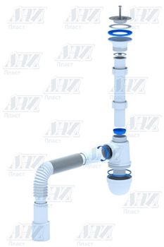 Ани Пласт сифон 1 1/4*40 с гибкой трубой, C1015 T0032438 - фото 5443001
