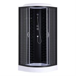 Душевая кабина Loranto 90*90*215 в комплекте с низким поддоном 13см. черныйй кирпичный узор, прозр.стекло 4мм. Профиль  черный , CS-6690-13GB 90 T0062257 - фото 5445416