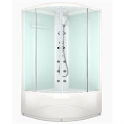 Душевая кабина DOMANI-Spa Delight Slim 110 high 1000*1000*2180, белая стеклянная задняя панель, сатин матированное стекло, DS01DS110HWM10 T0046564 - фото 5445526
