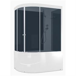 Душевая кабина DOMANI-SPA Delight 128 Slim R high, высокий поддон, черная стеклянная задняя панель, тонированное стекло, б/э, DS01DS128RHBT00 T0046584 - фото 5445544
