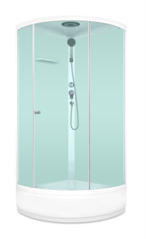 Душевая кабина DOMANI-Spa Simple 99 mid V1.2 без электрики, с крышей, средний поддон 900x900x2180 (белые стенки, сатин-матированные стекла), DS01Sm99MWM00-V1.2 T0052221 - фото 5445582