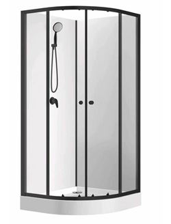 Душевая кабина Loranto 100x100x(190+15)см с низким поддоном 15см, прозрачное закаленное стекло 5 мм, профиль черный, CS-21800-100 T0062149 - фото 5445729