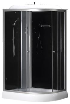 Душевая кабина Loranto 120*80*215 в комплекте с низким поддоном 13см.черное закаленное стекло 4мм. Профиль  хром , CS-66121L G 120 T0062230 - фото 5445837