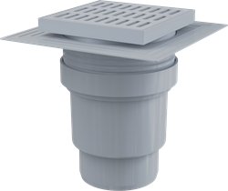 ALCA PLAST Сливной трап 150x150/110, подводка – прямая, решетка – серая, воротник – 2-х уровневая изоляция, гидрозатвор – мокрый, APV11 T0042147 - фото 5449562