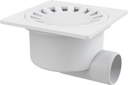 ALCA PLAST Сливной трап 150x150/50, подводка – боковая, решетка – белая, гидрозатвор – мокрый, APV15 T0040358 - фото 5449608