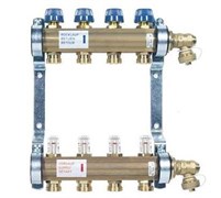 Коллектор Watts HKV-T 1 х3/4 , 4вых., c клапанами, с расходомерами, латунь, (компл), в сборе 10004198