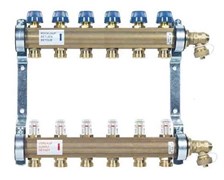 Коллектор Watts HKV-T 1 х3/4 , 6вых., c клапанами, с расходомерами, латунь, (компл), в сборе 10004200