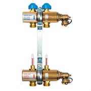 Коллектор Watts HKV-T 1 х3/4 , 2вых., c клапанами, с расходомерами, латунь, (компл), в сборе 10004194