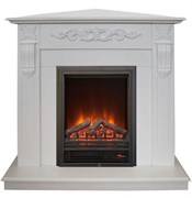 Угловой камин электрический с эффектом пламени Real-Flame Dominica Corner STD/EUG WT с очагом Eugene M66259