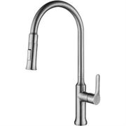 Смеситель для кухни BelBagno с выдвижным изливом,двухрежимный, нержавеющая сталь, исполнение сатин, BB-LAM38-IN T0060053