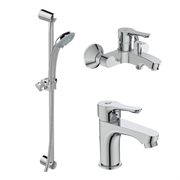 Комплект из смесителей Ideal Standard Set ALPHA (BC486AA д/раковины + BC654AA д/ванны + B1489AA душ.гарнитур), BD004AA T0041418