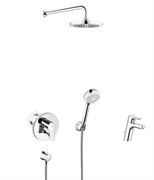 Комплект из смесителей KLUDI PURE EASY 7в1 смес.д/рак.,смес.д/душа,верх.душ,ручн.душ (хром), 376300565 T0042122