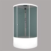Душевая кабина DOMANI-SPA Simple 99 high, V1.2 с крышей, высокий поддон, белая стеклянная задняя панель, сатин матированное стекло, б/э, DS01Sm99HWM00-V1.2 T0046588