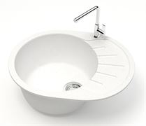 Мойка из искусственного камня AZARIO Light белая (сифон + герметик) 575х440х215, CS00079917 T0061262